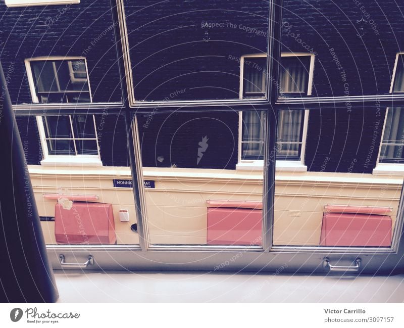 A view of an Amsterdam street from a window Netherlands Small Town Capital city Old town Mysterious Vacation & Travel Interior shot Morning Dawn