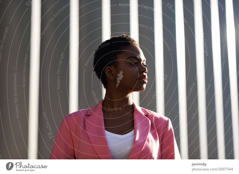 Black businesswoman standing near business office building. Happy Beautiful Hair and hairstyles Work and employment Profession Office Business Career