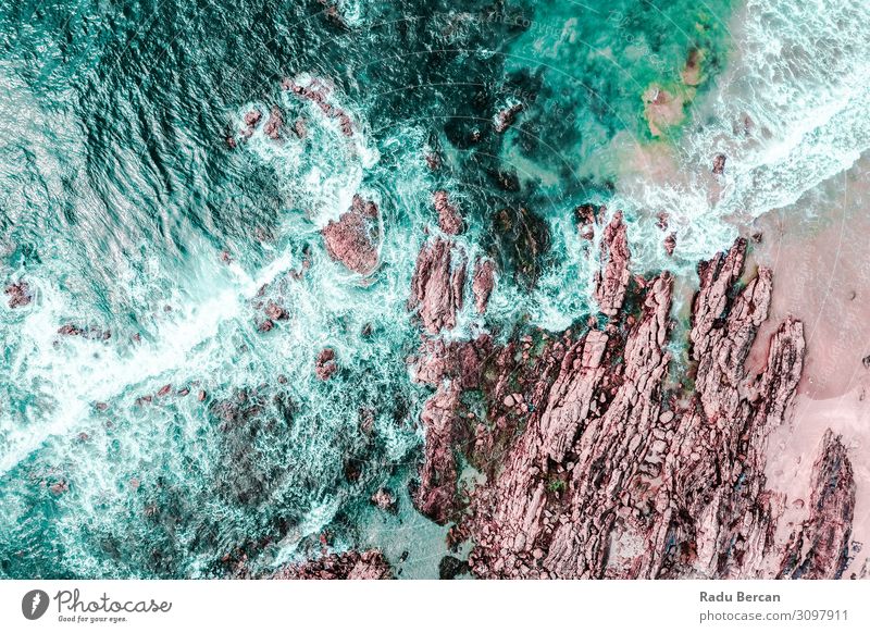 Aerial View Of Ocean Waves Crashing Environment Nature Landscape Earth Sand Water Summer Weather Storm Rock Coast Beach Island Discover Vacation & Travel