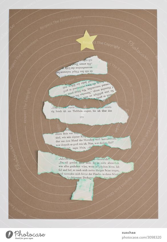 oh fir tree Oh fir tree Christmas tree Christmas & Advent Handicraft Paper newsprint Card Star (Symbol) Torn Neutral Background map Simple paper strip Cardboard