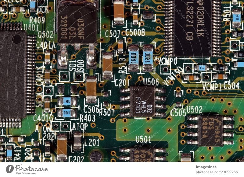 Close-up of a PC hard disk Computer Hardware Technology Information Technology Internet Hard drive Processor Motherboard Trade Communicate Sustainability