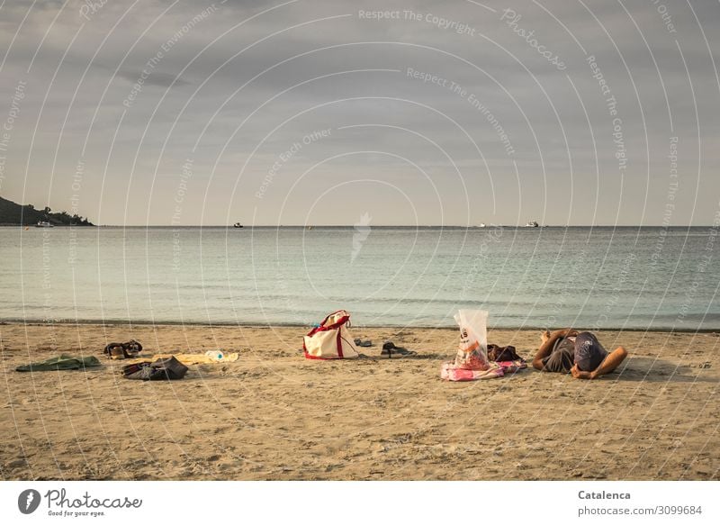 Time | valuable when you can enjoy it on the beach Summer vacation Beach Ocean 1 Human being Landscape Sand Water Sky Clouds Bad weather Waves coast T-shirt