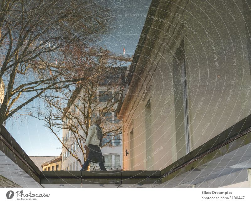 inverted world Downtown Building Facade Tourist Attraction Exceptional Blue Gray elisenbrunnen Aachen Reflection Subdued colour Exterior shot Morning