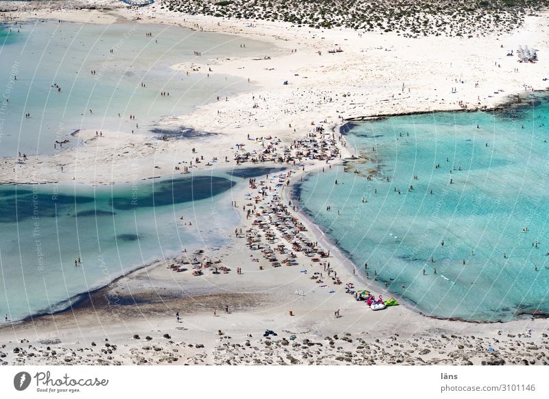 Balos Beach Swimming & Bathing Vacation & Travel Tourism Trip Far-off places Ocean Island Life Crowd of people Environment Nature Coast Bay Mediterranean sea