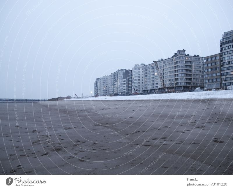 longing for the sea Vacation & Travel Tourism Trip City trip Beach Winter Coast North Sea Maritime Modern Blue Gray Sadness Oostende Belgium Vacation home