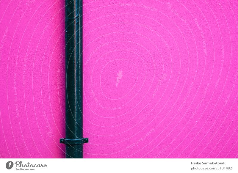 Pink house facade with black water pipe on the island of Burano Italy Fishing village Wall (barrier) Wall (building) Facade Conduit Water pipe Effluent