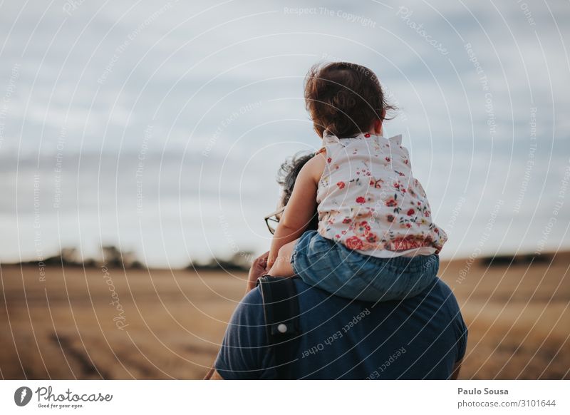 Father holding daughter on his shoulders Lifestyle Vacation & Travel Adventure Hiking Human being Masculine Toddler Girl Adults 2 1 - 3 years 30 - 45 years