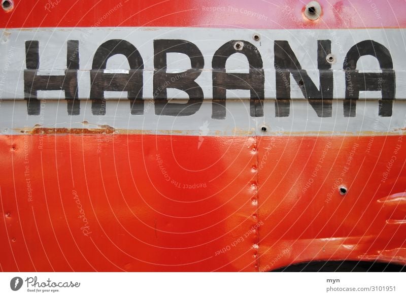 Inscription of a historical truck in Havana with bullet holes habana Cuba Truck Metal Tin car Car Delivery truck Red writing lettering Street Vintage car