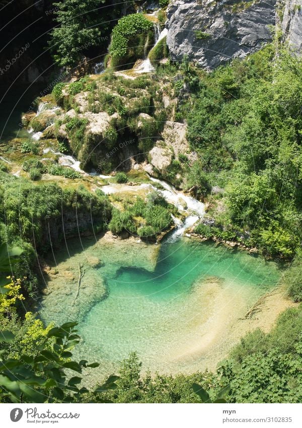 Lake in Plitvice National Park Croatia Nature Plitvice Lakes National Park Turquoise Exterior shot Colour photo Water Vacation & Travel Green Blue Waterfall