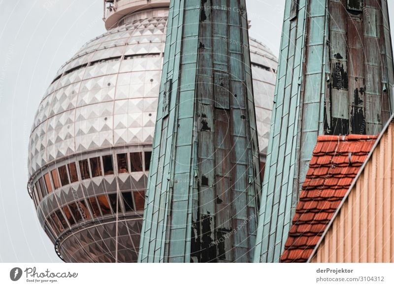 Berlin Nikolai Quarter with television tower Vacation & Travel Tourism Trip Sightseeing City trip Church Tower Manmade structures Building Architecture