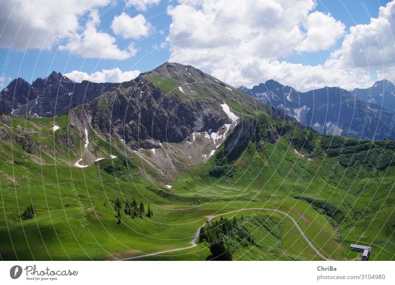 Alps Panorama Harmonious Calm Vacation & Travel Tourism Trip Summer Summer vacation Mountain Hiking Climbing Mountaineering Beautiful weather Kleinwalsertal