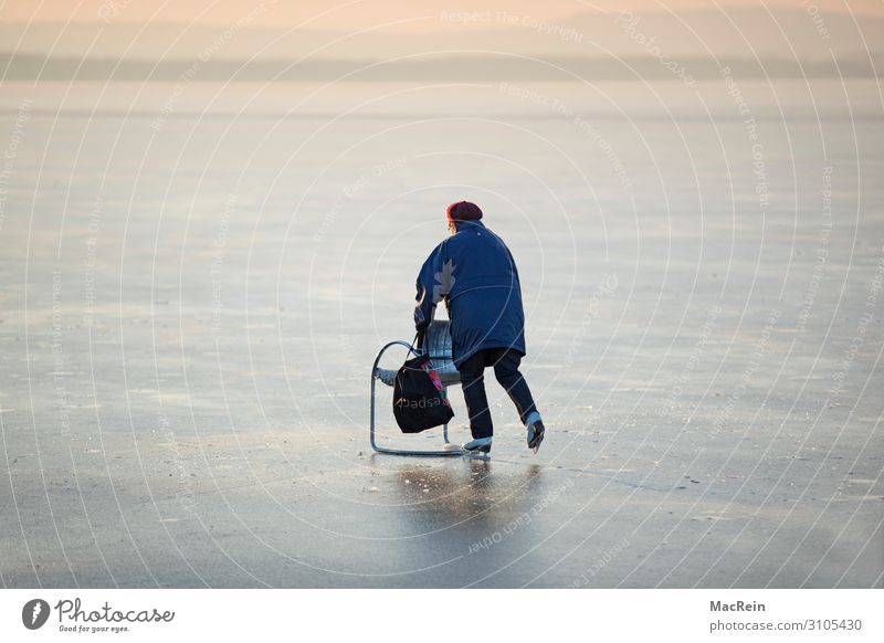 Older woman skating Joy Relaxation Leisure and hobbies Sun Winter Sports Human being Woman Adults Grandmother Driving Cold Action Skating rink Ice-skating Frost