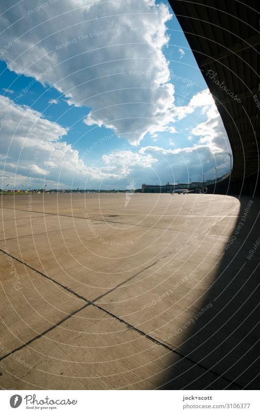 Free & Flight Architecture Clouds Beautiful weather Airport Berlin-Tempelhof Airfield Concrete slab Far-off places Gigantic Long Original Horizon Perspective