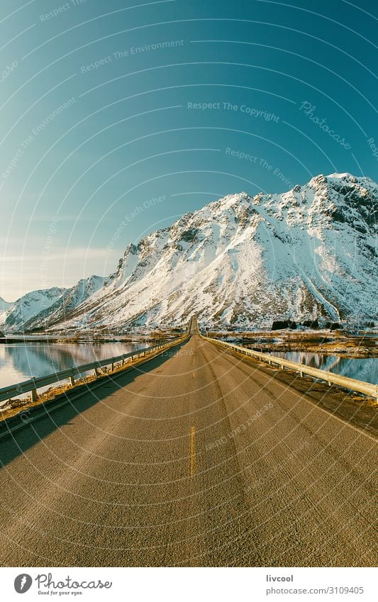 lonely road in winter, lofoten - norway Vacation & Travel Tourism Trip Adventure Winter Snow Mountain Nature Landscape Earth Clouds Climate Hill Lake Places