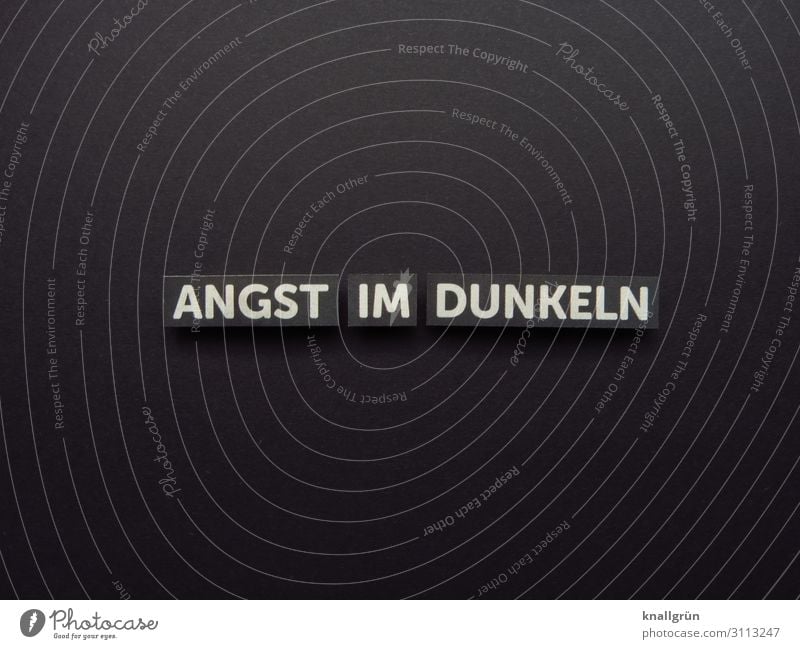 Fear in the dark Characters Signs and labeling Communicate Black White Emotions Threat Fear of death Scaredy-cat Black & white photo Studio shot Deserted