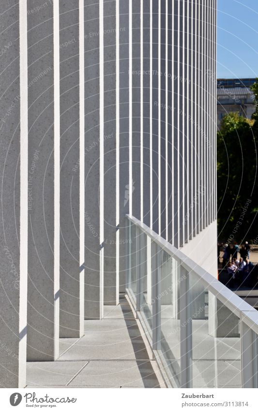 Triangle and parallels Design Sightseeing Education Museum Architecture Culture Berlin Capital city Deserted Manmade structures Building Facade Terrace