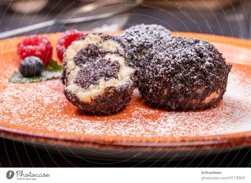 Quark dumplings with poppy seed filling Food Dairy Products Dessert Candy Nutrition Organic produce Vegetarian diet Plate Healthy Eating Kitchen To enjoy Fresh