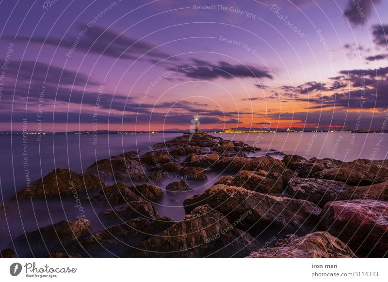 Breakwater rocks on the Gulf of Roses, Spain, at long exposure. Vacation & Travel Tourism Beach Ocean House (Residential Structure) Nature Landscape Sky Horizon