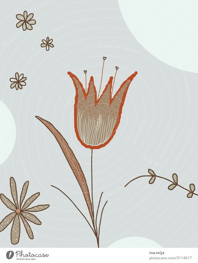 flower Art Nature Plant Leaf Blossom Esthetic Fantastic Brown Orange Design Colour Freedom Happy Hope Idyll Creativity Ease Optimism Dream Flower Drawing