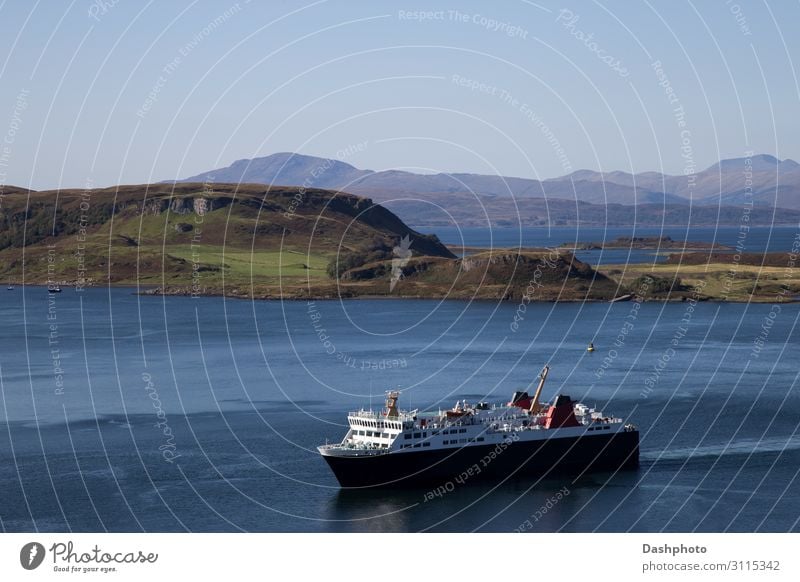 Passenger Ferry Entering Oban Harbour in Scotland Vacation & Travel Ocean Island Waves Mountain Sailing Nature Landscape Water Sky Grass Hill Rock Coast