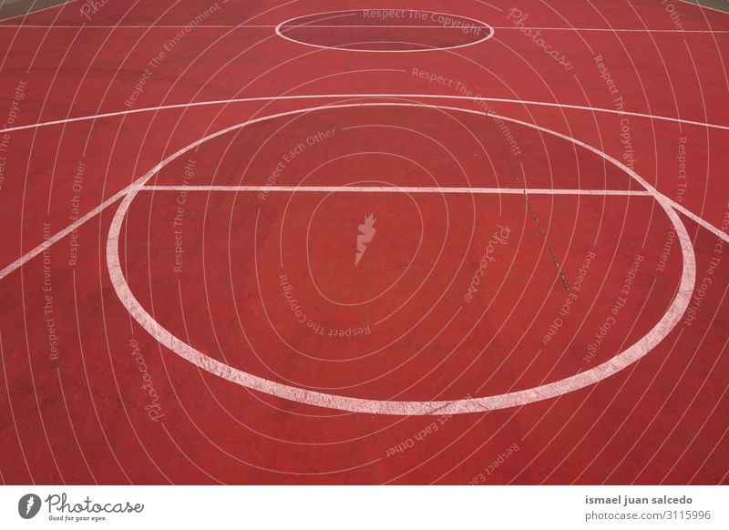 red basketball court with white lines on the street Basketball Sports Court building Playing field Red Empty Line markings Ground Old Street Park Playground