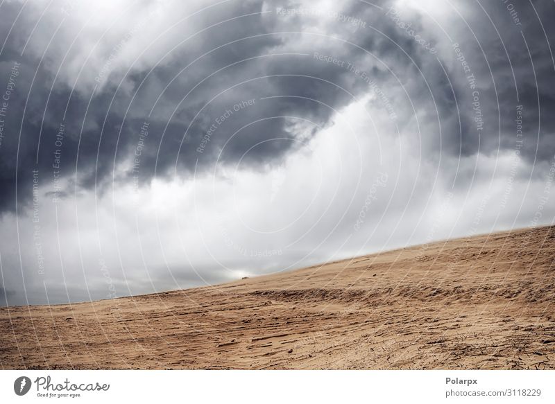 Sandstorm in a dry desert under a cloudy sky Beautiful Vacation & Travel Beach Environment Nature Landscape Sky Clouds Horizon Climate Weather Storm Wind