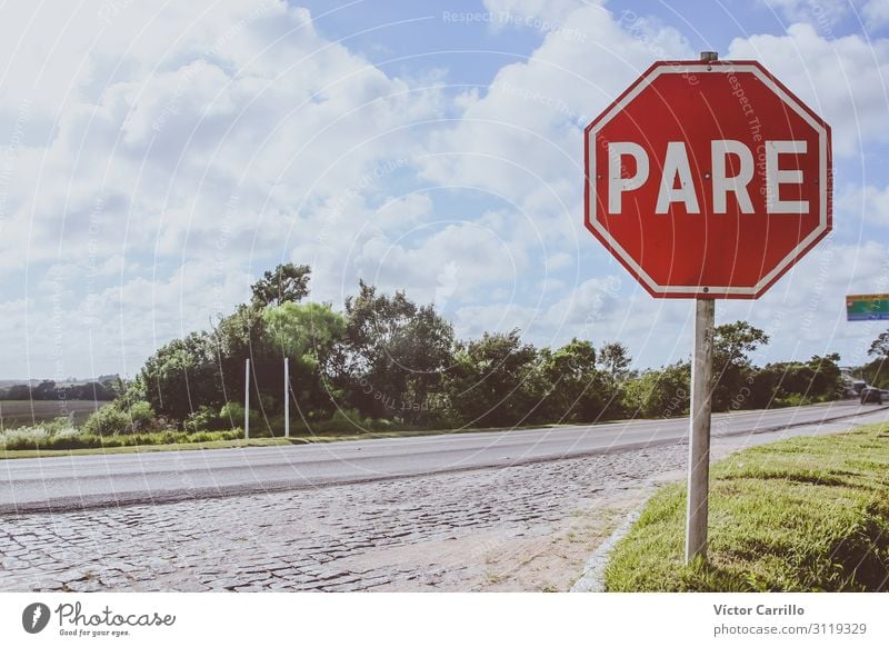 Somewhere in the roads of the south of Brasil. A stop sign Vacation & Travel Nature Landscape Sky Building Transport Means of transport Traffic infrastructure