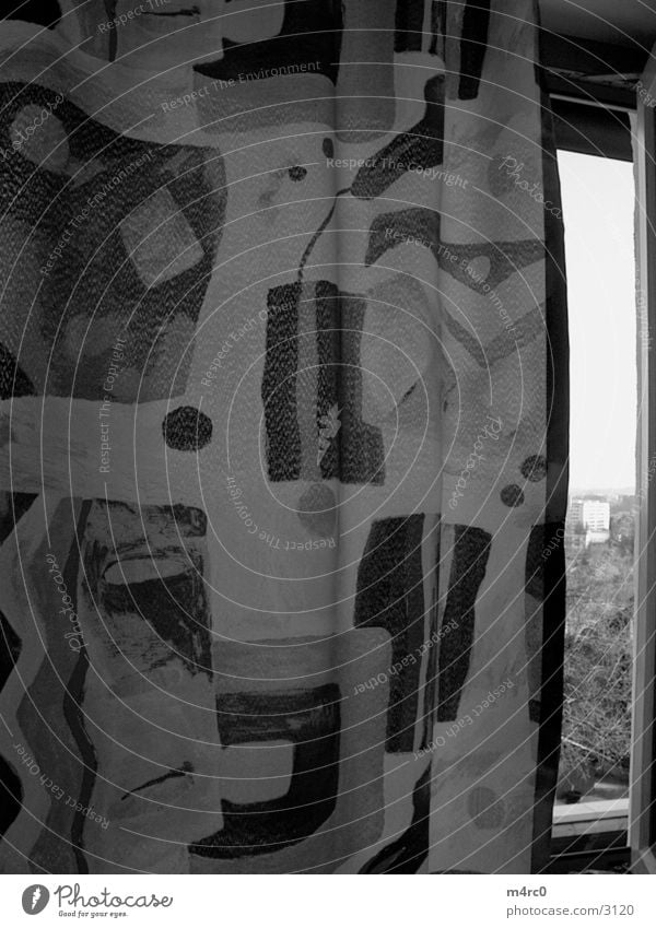 Curtain the 2nd Drape Window Photographic technology Nature Black & white photo