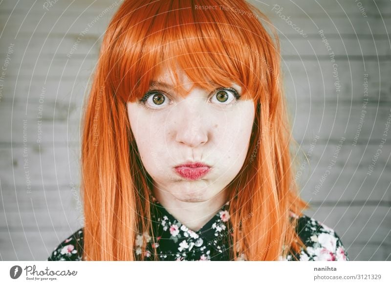 Portrait of a upset young redhead woman Hair and hairstyles Skin Face Human being Feminine Woman Adults Red-haired Wig Sadness Authentic Natural Cute Anger