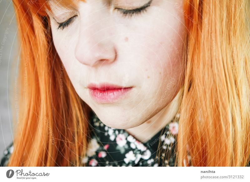 Portrait of a upset young redhead woman Hair and hairstyles Skin Face Human being Feminine Woman Adults Red-haired Wig Sadness Authentic Natural Cute Anger