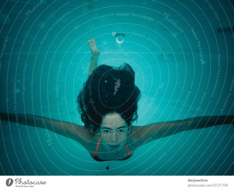 My swimming mouse under water. She looks at the viewer with outstretched arms. Aquatics Swimming & Bathing Swimming pool Feminine Young woman