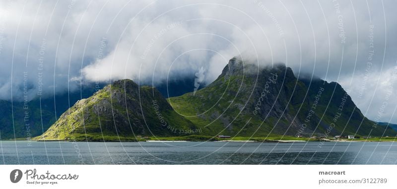 Panorama Norway Panorama (View) Panorama (Format) Wide angle Fjord Lake Fjeld Landscape Snowscape Norwegian Scandinavia Poster Canvas Clouds Summer