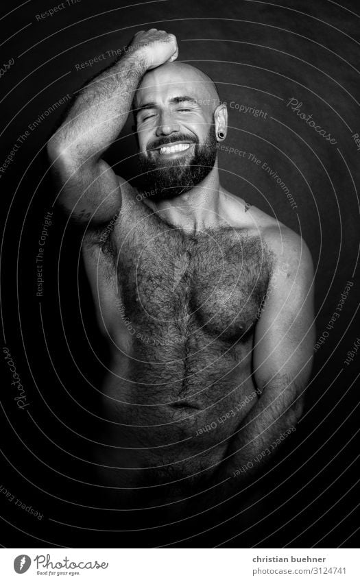 Portrait Of Naked Muscle Man In Studio muscle portrait erotic pose posing Pilous Bear bearded dad Intimate empathy Model Fashion Beauty & Beauty Cosmetics