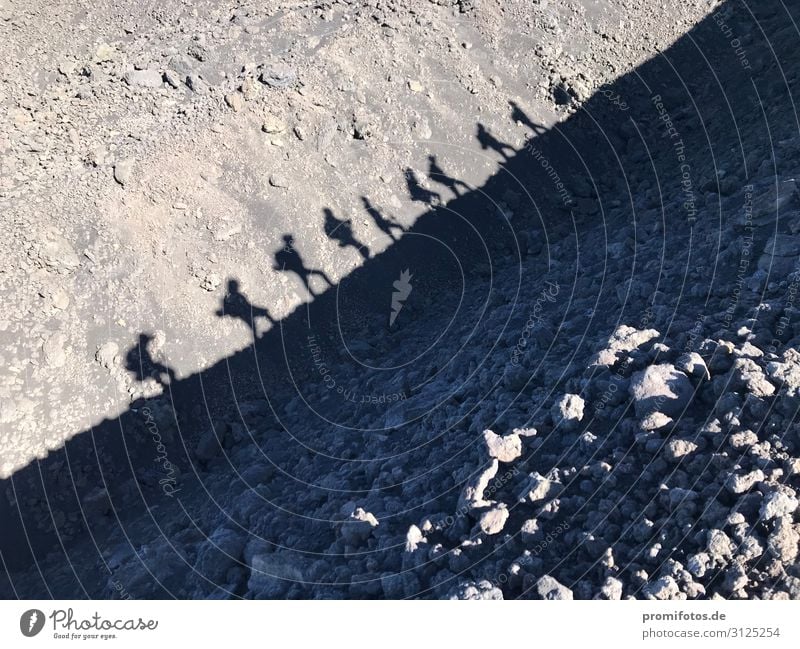 Walk like an Egyptian - Shadows of tourists walking to Etna Human being Body Group 30 - 45 years Adults Earth Sand Summer Hill Rock Volcano etna