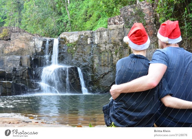 Christmas is everywhere Human being Masculine Feminine Woman Adults Man Couple 2 30 - 45 years Nature Landscape Water Summer Beautiful weather Virgin forest