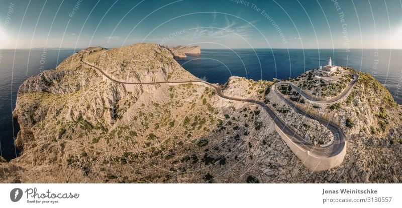 Panorama from Cap Formentor on Mallorca Vacation & Travel Tourism Trip Adventure Sightseeing Summer Summer vacation Climate Climate change Rock Mountain Canyon