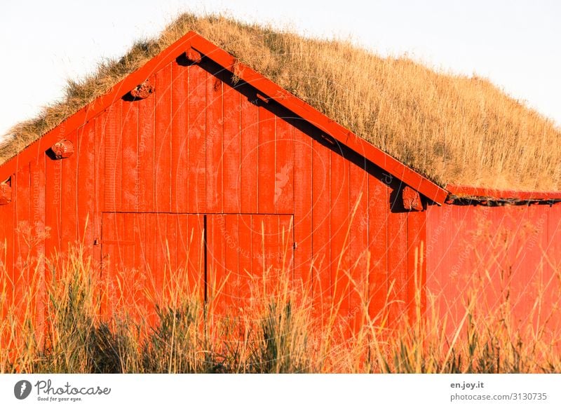 ecological Grass House (Residential Structure) Hut Boathouse Barn Wooden hut Facade Roof Exceptional Red Energy Climate Sustainability Vacation & Travel