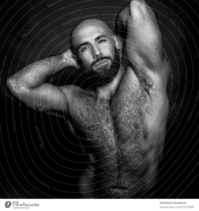 Portrait Of Naked Muscle Man In Studio muscle portrait erotic pose posing Pilous Bear bearded dad Intimate empathy Model Fashion Beauty & Beauty Cosmetics