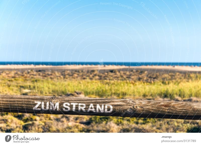 To the beach Freedom Access Tourism Signs and labeling Summer vacation Landscape Cloudless sky Beautiful weather Sand Sky Relaxation Beach Horizon Nature