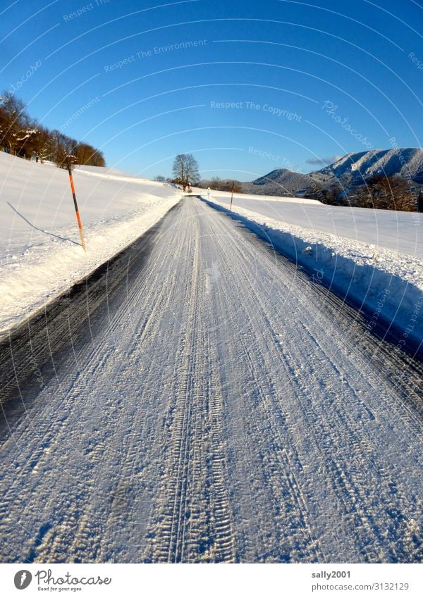 onset of winter... Landscape Beautiful weather Snow Alps Transport Traffic infrastructure Street Lanes & trails Cold White Loneliness Winter Winter mood