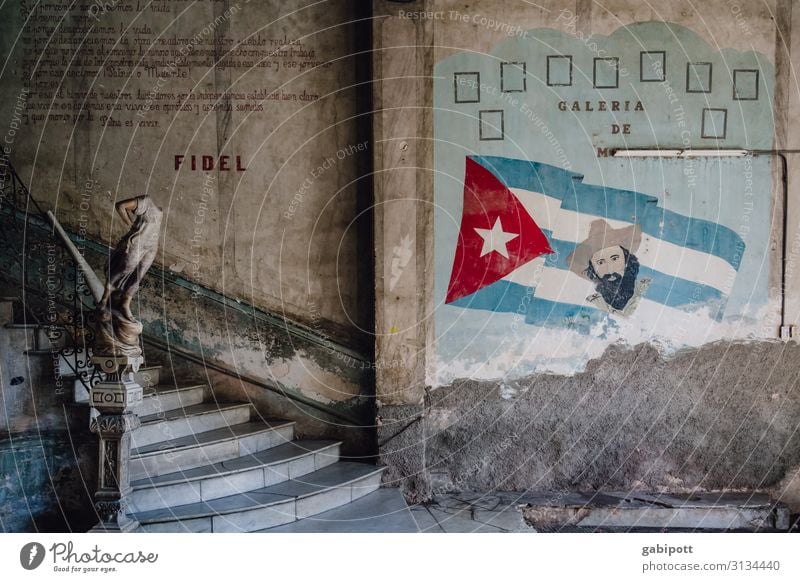 Restaurant La Guarida Havana Cuba South America Central America Capital city House (Residential Structure) Stairs Facade Sign Characters Old Historic Trashy