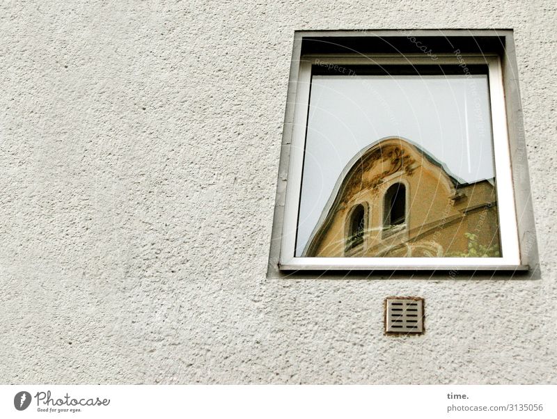 The mood of the neighbours House (Residential Structure) Window Wall (building) Vent slot Facade Plaster Glass reflection Perspective Wall (barrier)