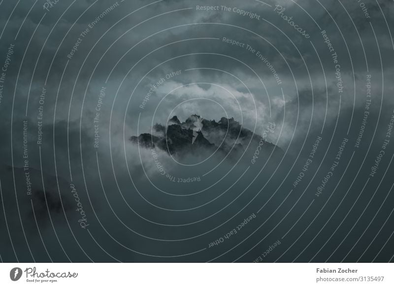 Mountain peaks in the clouds Nature Landscape Air Sky Clouds Summer Bad weather Storm Fog Thunder and lightning Alps Peak Vacation & Travel Hiking Natural