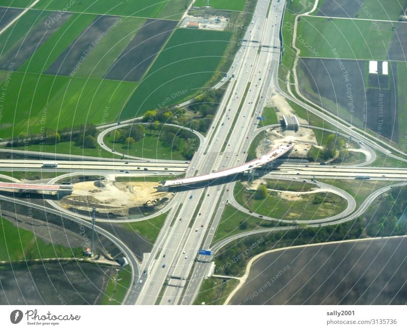 job site Construction site Highway Highway junction cross Transport Build renew Highway ramp (exit) Traffic infrastructure Bird's-eye view Road traffic Germany