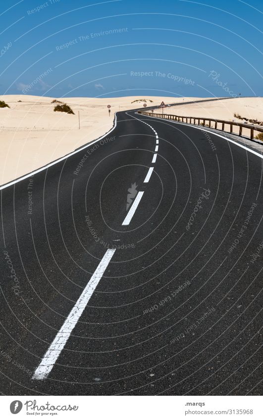 Desert Road Vacation & Travel Summer Cloudless sky Transport Street Target Curve Adventure Far-off places Freedom Driving Sand Beautiful weather Future Nature