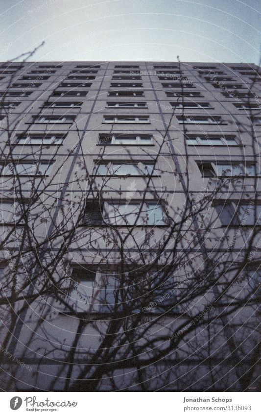 Panel building from frog's eye view in Weimar Deserted Social Tenant Problem Exterior shot Town house (City: Block of flats) Apartment Building Tower block Rent