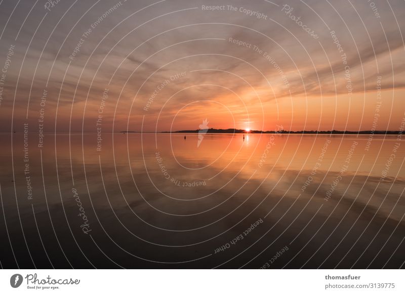 bright red sunset at the Baltic Sea with reflection Vacation & Travel Tourism Trip Far-off places Freedom Summer Summer vacation Sun Beach Ocean Island Waves