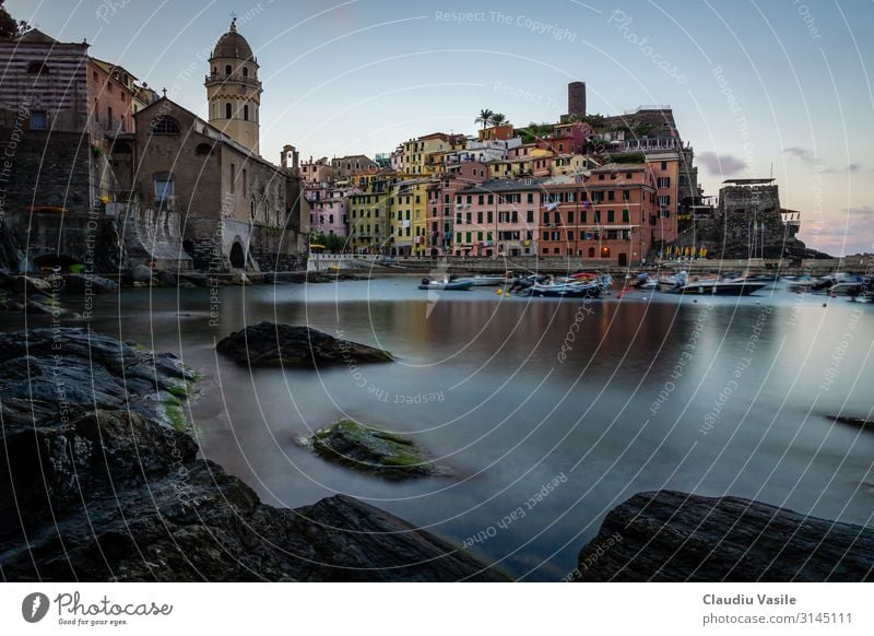 Vernazza Shoreline After Sunrise, Cinque Terre Vacation & Travel Tourism Adventure Sightseeing City trip Summer Summer vacation Sunbathing Beach Landscape