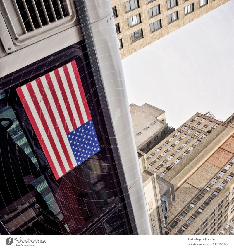 The Joker takes the bus New York City USA American Flag Downtown Skyline Deserted House (Residential Structure) High-rise Manmade structures Building