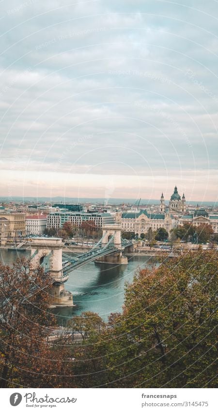 View of Szechenyi Bridge and St. Stephen Cathedral in Budapest Lifestyle Vacation & Travel Tourism Trip Adventure Sightseeing City trip Architecture River